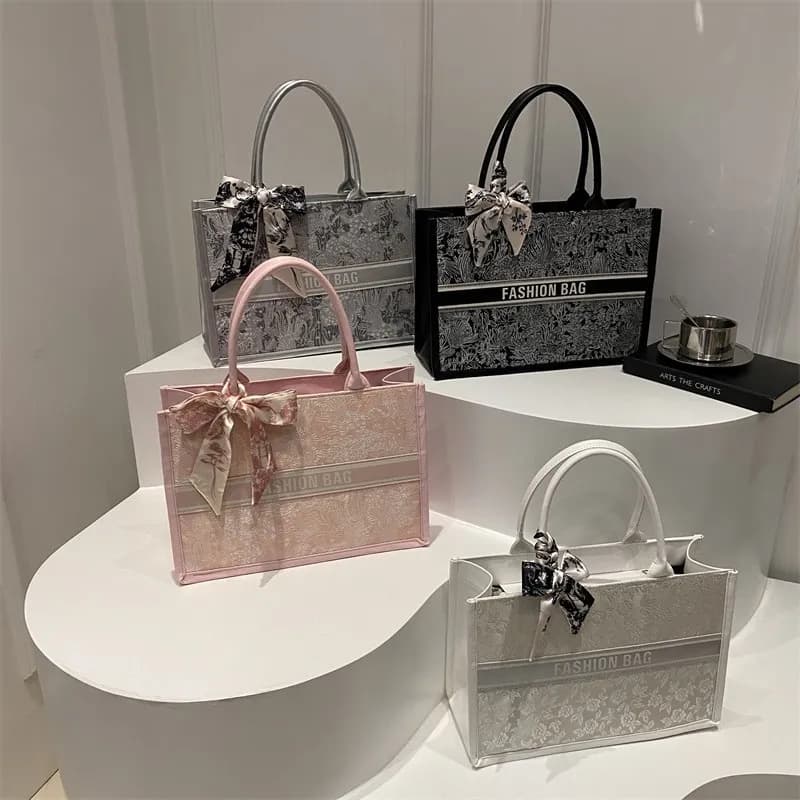 Túi Tote Nữ Họa Tiết Fashion Bag Kèm Nơ Cao Cấp